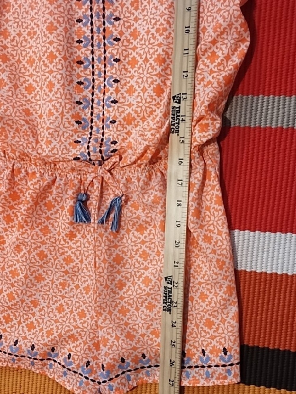 My Michelle Orange Printed Spaghetti-Strap Dress with Blue Accents Girl's Large. - Picture 5 of 11